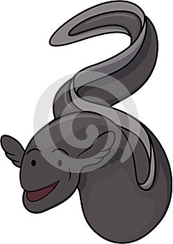 Black Eel Swimming Cartoon Color Illustration