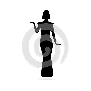 Black Egyptian silhouette icon or logo, Queen Nefertiti, Cleopatra silhouette