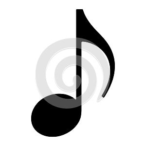 Black eighth note on white music symbol musical notation