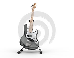 Black Electric Bass On Stand