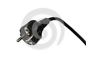 Black electric cable isolated on white