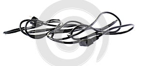 Black electric computer cable isolated over white background