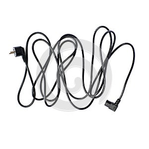 Black electric computer cable isolated over white background