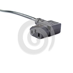 Black electric computer cable isolated over white background