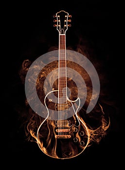 Electric guitar in flames
