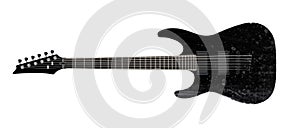 Black electric guitar isolated on white