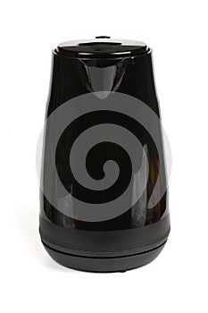 A black electric kettle on a white background