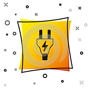 Black Electric plug icon isolated on white background. Concept of connection and disconnection of the electricity