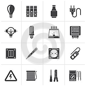 Black Electrical devices and equipment icons