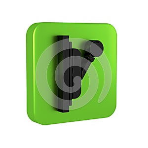 Black Electrical panel icon isolated on transparent background. Switch lever. Green square button.