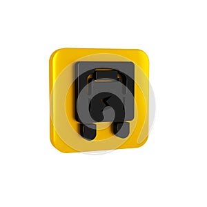 Black Electrical panel icon isolated on transparent background. Switch lever. Yellow square button.