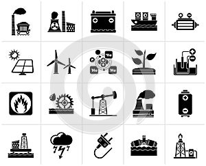 Black Electricity and Energy source icons