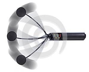 Black electronic jump rope in motion