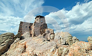 Black Elk Peak [formerly known as Harney Peak] Fire Lookout Tower in Custer State Park in the Black Hills of South Dakota USA