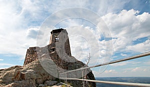 Black Elk Peak [formerly known as Harney Peak] Fire Lookout Tower in Custer State Park in the Black Hills of South Dakota USA