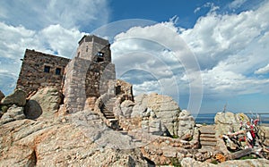 Black Elk Peak [formerly known as Harney Peak] Fire Lookout Tower in Custer State Park in the Black Hills of South Dakota USA