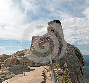 Black Elk Peak [formerly known as Harney Peak] Fire Lookout Tower in Custer State Park in the Black Hills of South Dakota USA