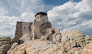 Black Elk Peak [formerly known as Harney Peak] Fire Lookout Tower in Custer State Park in the Black Hills of South Dakota USA