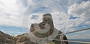 Black Elk Peak [formerly known as Harney Peak] Fire Lookout Tower in Custer State Park in the Black Hills of South Dakota USA