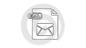 Black EML file document. Download eml button line icon on white background. EML file symbol. 4K Video motion graphic