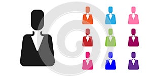 Black Employee icon isolated on white background. Head hunting. Business target or Employment. Human resource and