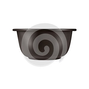 Black empty cast iron pot on white background. Vector illustration.