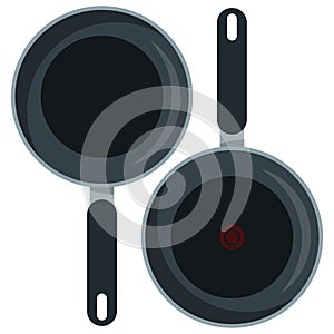 Black empty frying pan with indicator