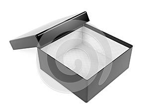 Black empty gift box box. 3d rendering illustration isolated