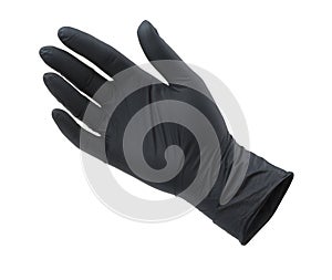 Black empty nitrile protective glove