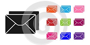 Black Envelope icon isolated on white background. Email message letter symbol. Set icons colorful. Vector Illustration