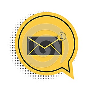 Black Envelope icon isolated on white background. Received message concept. New, email incoming message, sms. Mail