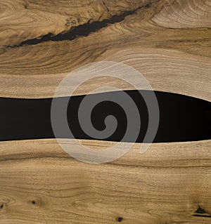 black epoxy resin panel with walnut, texture for design