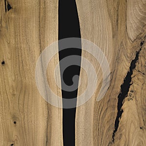 Black epoxy resin panel with walnut