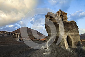 Black eroded rocks in Lanzarote Canyon