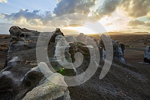 Black eroded rocks in Lanzarote Canyon