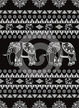 Black Ethnic Elephant Pattern