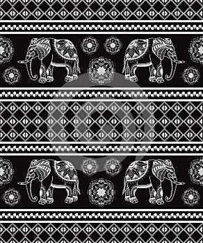 Black Ethnic elephant pattern