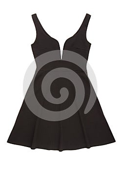 Black evening dress with low neckline, cocktail black gown, beau