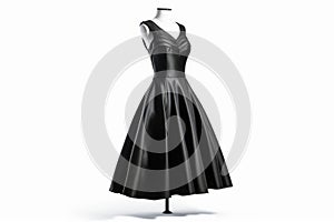 Black evening dress on a mannequin on a white background