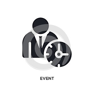 black event isolated vector icon. simple element illustration from time management concept vector icons. event editable logo