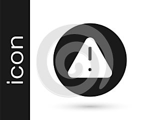 Black Exclamation mark in triangle icon isolated on white background. Hazard warning sign, careful, attention, danger