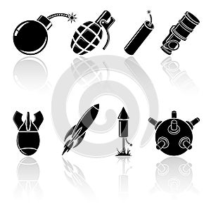 Black explosive icons