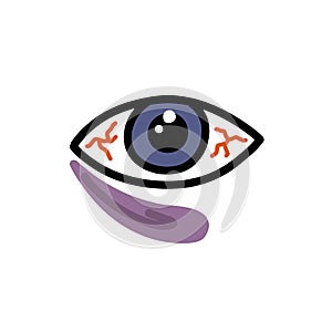 Black eye doodle icon, vector illustration