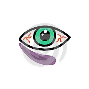Black eye doodle icon, vector illustration