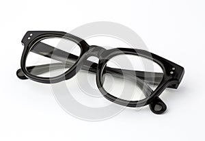 Black Eye Glasses Folded Isolated on White