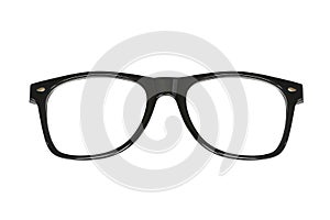 Black eye glasses isolated on white background