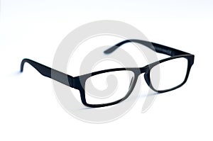 Black Eye Glasses Isolated on White shallow depth of field soft