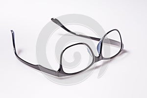 Black eye glasses spectacles with shiny black frame For reading daily life To a person with visual impairment isolaged on white