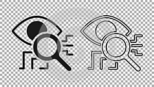 Black Eye scan icon isolated on transparent background. Retinal scan. Scanning eye. Security check symbol. Cyber eye