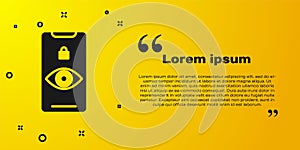 Black Eye scan icon isolated on yellow background. Scanning eye. Security check symbol. Cyber eye sign. Vector